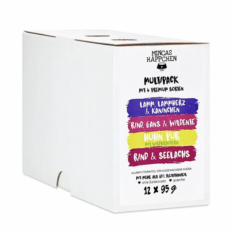 Jetzt Bestellen Sparpaket 4 x 12 x 95 g Mincas Häppchen Multipack Nr. 2 Katzen Nassfutter